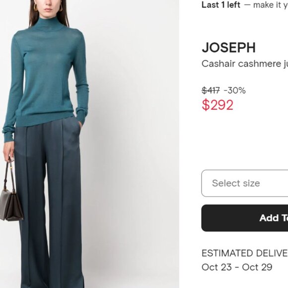 JOSEPH Cashair High-Neck 100% Cashmere Jumper Blue M - Picture 12 of 12